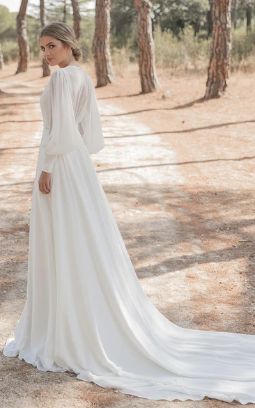 long sleeve casual wedding dress